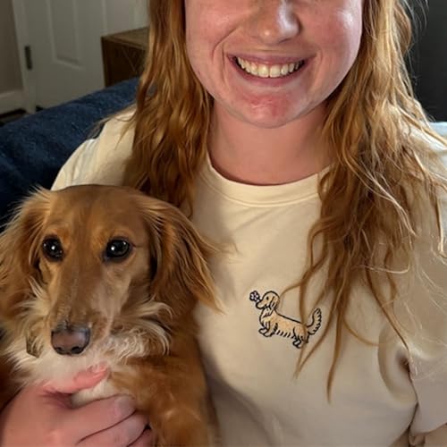 Personalized Embroidered Dachshund Crewneck, Custom Dog Pullover, Personalized Sausage Dog Sweatshirt, Unique Cream Pup Apparel, for Pet Lovers3