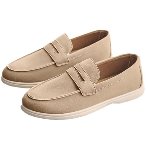 Mens Suede Loafers Casual Slip On, Loafers in Breathable Leather, Lightweight Comfort Non-Slip Walking Work Dress Shoes