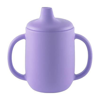 Hopop Sipper Cup with Spout & Straw | 3 in 1 Silicone Sipper Cup with Spout & Straw | Baby Trainer Sipper | Dual Handle | Spill Proof Sippy Cup for Infants & Toddlers | 210 ml (HP-3010B-PURPLE)