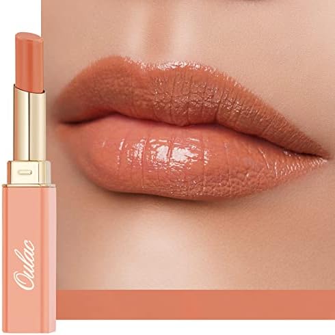 Oulac Orange Nude Shine Lipstick - Peach Moisturizing Lip Stick Glossy Tinted Lip Balm, Sheer Shine Juicy Finish, Lightweight and Hydrating Formula for Dry Lip Care, Vegan 2.2g/0.07oz (05)