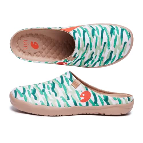Image of UIN Slipper Woman Travel Art Painted Shoes Wide Toe Casual Home Slip On Mules Malaga
