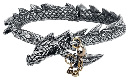 Alchemy Gothic Dragon'S Lure Men Bracelet Silver-Coloured, Pewter,