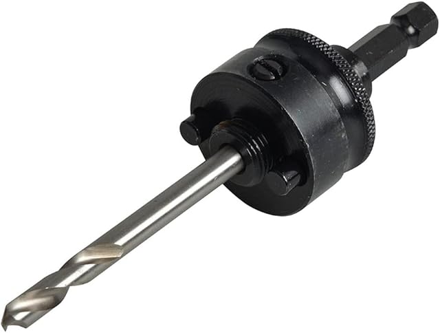 Starrett A10E Hole Saws Arbor - 32-210mm Quick Hitch Screw Thread Hex Shank Arbor with 6.35mm High Speed Pilot Drill Bit - Quick Change Mandrel