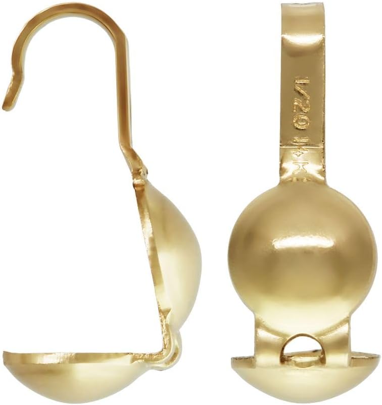 20pcs Adabele Real 1/20 14K Gold Filled Clamshell Calotte Bead Tip End Cap Knot Cover Terminators Open Hook for DIY Craft Jewelry Making JK4-B1