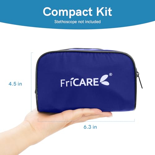 Image of FriCARE Manual Blood Pressure Cuff for Nurses /Nursing /Medical Students | Aneroid Sphygmomanometer for Home BP Monitoring & School Training Use, Universal Adult Size with Carrying Bag, Blue
