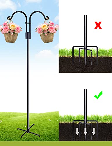 Staukok Double Shepherds Hooks For Outdoor, 2 Pack 108 Inch Bird Feeder Pole With 5 Prongs Base, Heavy Duty Garden Hook For Hanging Plant, Lantern, Hummingbird Feeder #TOP4