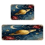 RTSEBVN Vintage Astro Print Print Kitchen Rugs Set of 2 Washable, Non Slip Comfort Standing Mat for Laundry, Desk, Bar, Office, Kitchen Decor Floor Mats (16"X 24" + 17"X 47")