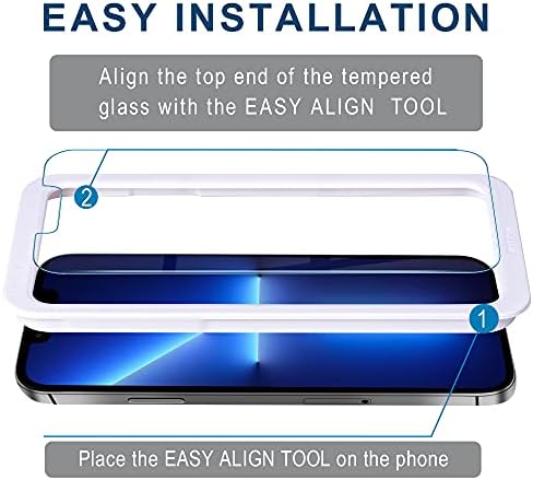 Arae 3 Pack Screen Protector for iPhone 14 Plus/iPhone 13 Pro Max 6.7 Inch, Tempered Glass with Alignment Frame Bubble-Free Anti-Scratch HD Clear