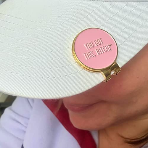 Birdie Girl Womens Golf You Got This, B*Tch Pink And Gold Golf Ball Marker Hat Clip For Women, Best Golf Gift And Golf Accessories For Women, Magnetic Golf Ball Marker Hat Clip, #TOP6
