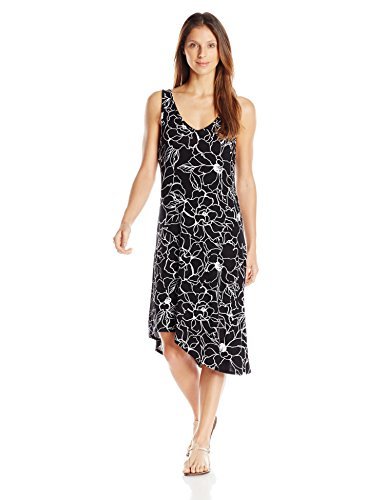 Marc New York Performance Women's Asymmetric Printed Slip Dress, Black/White Stencil, Small at Amazon Women's Clothing store