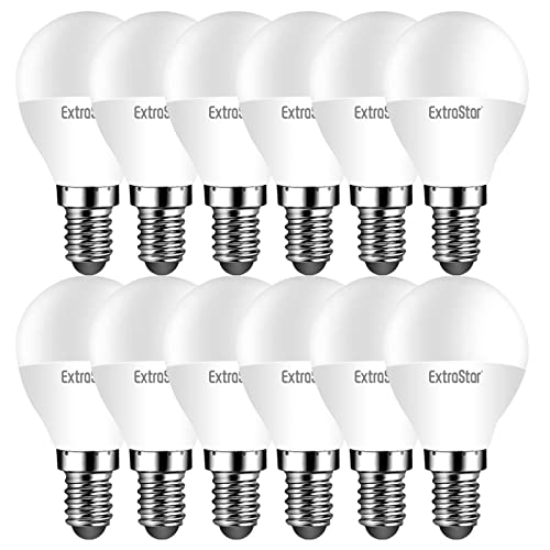 EXTRASTAR Bombillas LED E14, 425 Lúmen, 5W, Luz Cálida 3000K, CRI> 80, No regulable，Paquete de 12