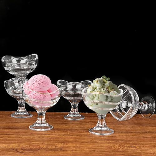 Image of MARTVIA 300ML Ice Cream Glasses Cups Dishes for Desserts, Milkshake,Fruit and Pudding Glass Serving Bowls, Perfect for Home, Restaurants and Parties Dishwasher Safe (Set of 6)