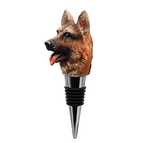 Wine Bottle Stopper German Shepherd Dog Decorative Beverage Wine Cork for Dog Lover Housewarming Gift,Christmas,Thanksgiving,Henna