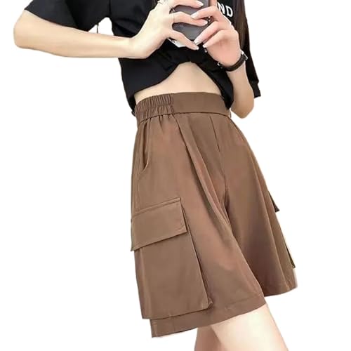 Pantalon cargo taille haute avec grandes poches pratiques et fluides