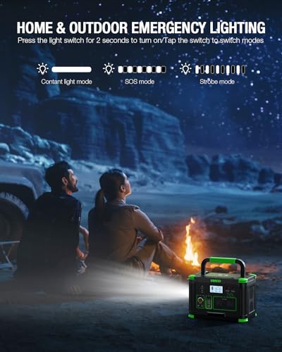 Image of Portable Power Station 500W, 519.48Wh /140400mAh Solar Generator Backup | Lithium Battery Pack Power Supply with 2 AC Outlets, PD 60W USB-C Power Bank for Outdoor RV Camping, Home Outage, Emergency