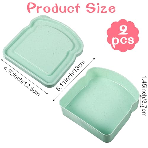 KFHENSOMR 3 Set Sandwich Containers Sandwich Containers for Lunch Boxes Plastic Toast Shape Food Storage Box with Lid BPA Free Reusable for Family Adult Office Camping (Beige Green Blue) by KFHENSOMR - Image 2