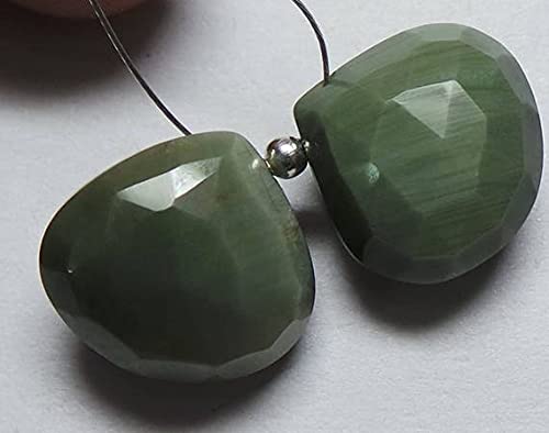 Perle Cat's Eye 13x14 MM en cœur facetté pour création de collier - 2