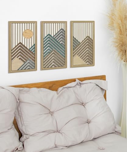 Panneaux muraux modernes triptyque montagne en MDF Putuo Decor - 6