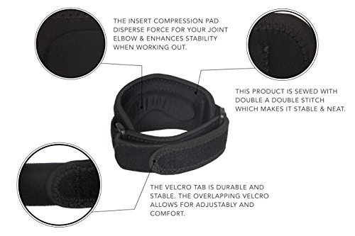 Venom Elbow Strap Compression Brace - Elastic Support For Tendonitis Pain, Tennis Elbow, Golfers Elbow, Arthritis, Bursitis, Basketball, Baseball, Football, Golf, Weightlifting, Sports, Men, Women (S) #TOP3
