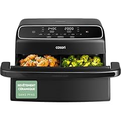 COSORI Air fryer TwinFry Compact 8,6 L, friteuse à air, revêtement céramique sans PFAS, 4 résistances sur 2 niveaux, 6 fonctions, double panier avec séparateur amovible, 35-240 °C, 2700 W