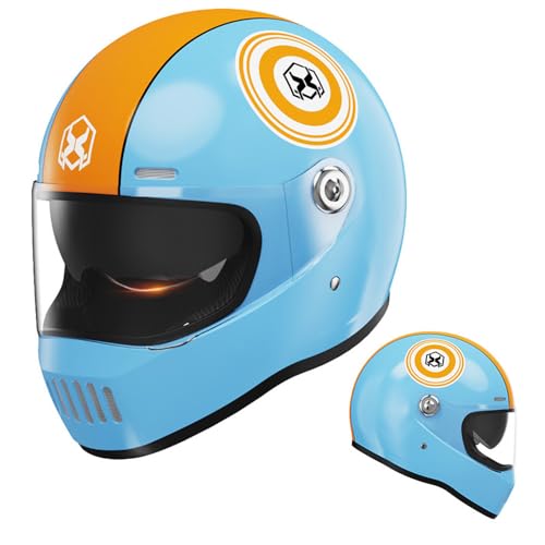 SMTSEC Full Face Retro Motorcycle Helmet, Orange
