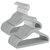 SONGMICS Baby Kids Hangers 50 Pack for Closet, 11.8 x 8.1 Inches, Silver 360° Swivel Hooks, Space-Saving Clothes Velvet Hangers for Nursery, Non-Slip, Dove Gray UCRF027G05