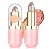 Wugbc Gold Holographic Glitter Lipstick Makeup, Metallic Lip Stick Long Lasting Lightweight Non-Sticky Hydrating Lip Tinted Full Coverage High-Shine Shimmer Chameleon Lipstick for Women