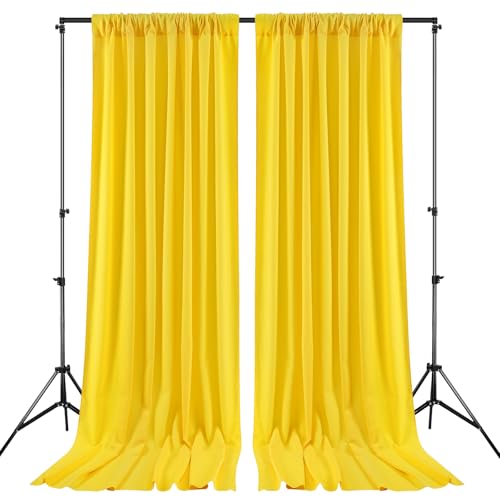 Image of Yellow Backdrop Curtains 4 Panels 5ft x 10ft Lemon Yellow Curtain for Drapes Polyester Wrinkle Free Backdrop Birthday Party Baby Shower Decorations