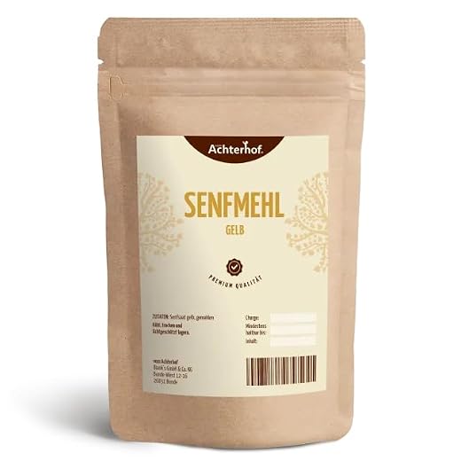1 kg Senfmehl Senfsaat gelb gemahlen, teilentölt zur Senfherstellung Senfpulver vom-Achterhof