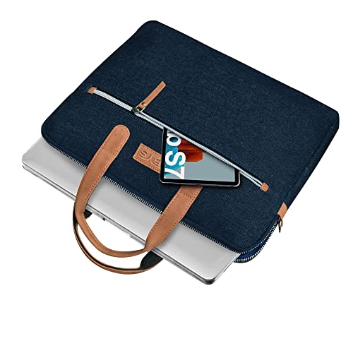 Image of ABYS 14 Inch Blue Genuine Leather Laptop Messenger & Shoulder Bag,Office bag for Men & Women (DL001)