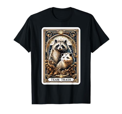 Equipo Trash Opossum Raccoon Tarot Card Zarigüeya mapache Camiseta