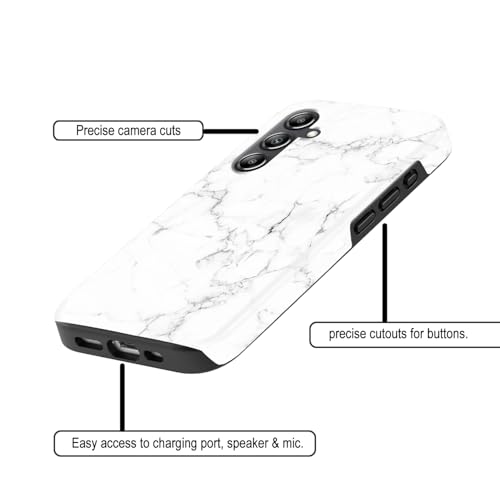 Image of COLORflow Back Cover Compatible with Samsung Galaxy A14 5G / 4G | Beautiful White Marble | Designer Printed Glossy Armoured Bumper Back Cover Compatible with Samsung Galaxy A14 5G / 4G
