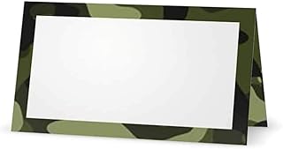 Camouflage Place Cards - Flat or Tent Style - White Space on Front with Border - Placement Table Name Seating Stationery Party Supplies Occasion or Dinner Event (50, Tent Style)