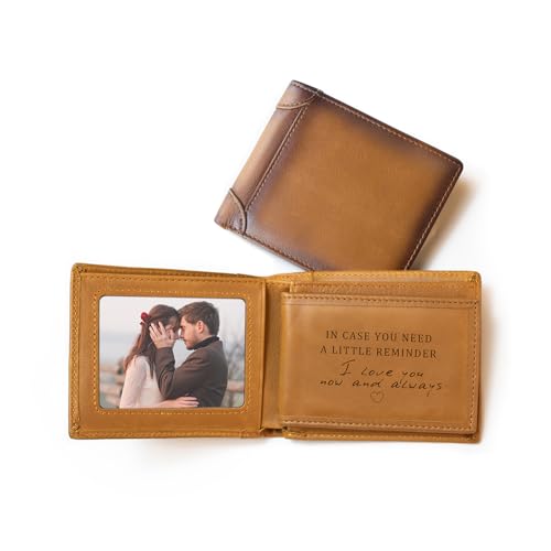 Handmade Vintage Genuine Leather Men Wallet with Inspiring Text, RFID Multi-Function, Valentine's Day Christmas Birthday Anniversary Romantic Gifts for Boyfriend and Husband