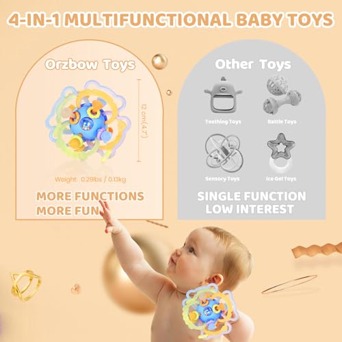Image of Baby Rattle Ball Teething Toys for 0 3 6 9 12 18 Months Boys Girls, Blue