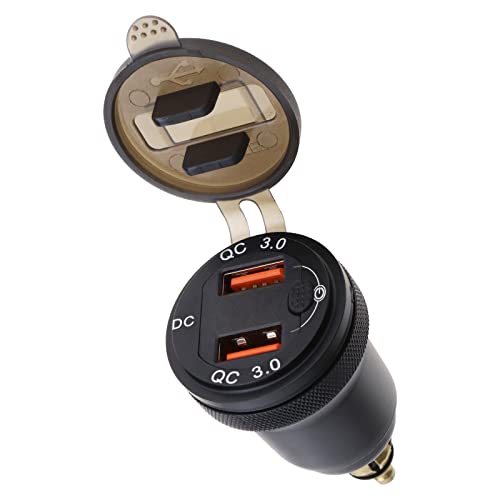 Display della tensione : Il caricabatterie USB per moto con display della tensione, copertura impermeabile in gomma sulle porte di uscita USB per renderlo sicuro anche sotto la pioggia. Inoltre, elimina il problema dei blocchi di polvere quando viene messo da parte per lungo tempo.
