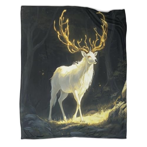 Plaid canapé chaud et léger en microfibre douce motif cerf - 2