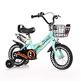 【Viel ZubehöR Und Extras】:Kettensicherheitsschutz, PU Stützräder, Sicherheitsgriffe, Korb vorne,Fahrradsattel mit Schnellspannfunktion, Fahrradständer, Trinkflasche, Ergonomische Klingel, Aluminium Räder