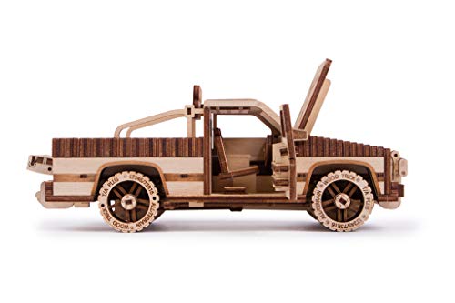 Wood Trick Pickup Toy Truck Model Kit For Adults And Kids - Very Detailed Car Construction - 8X3″ - 3D Wooden Puzzles For Adults And Kids To Build #TOP1