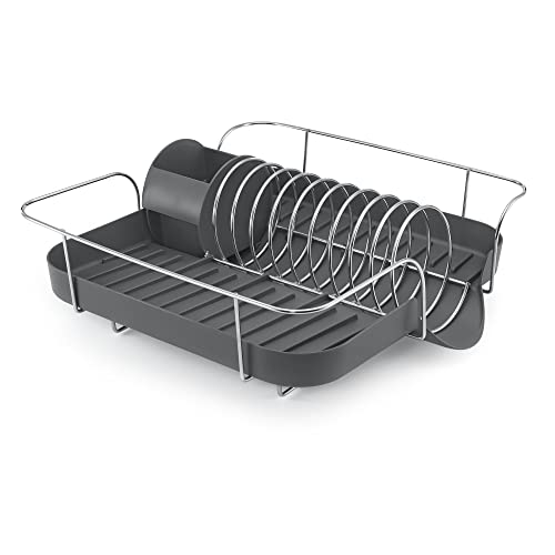 Polder Spring Dish Rack Holds Up to 9 Plates and Includes Removable, Stand-Alone Utensil Bin (Gray) by Polder - Image 2