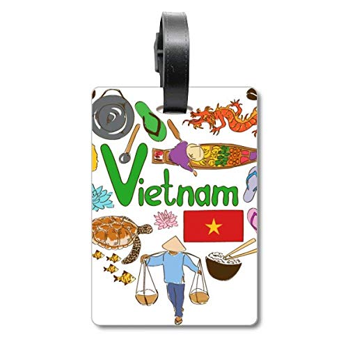 Étiquette bagage Vietnam cœur drapeau pour valise cabine et voyage en avion