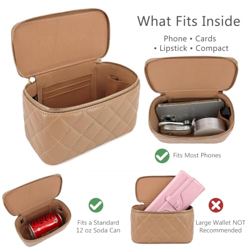 Image of M-ioi-M Small Genuine Leather Purse Quilted Crossbody Bag for Women, Mini Top-Handle Shoulder Handbag w /Gold Chain Strap