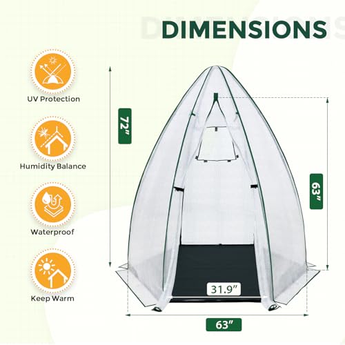 EAGLE PEAK 8x6 Portable Walk-in Pop up Greenhouse and Bubble Film Cover Mini Dome Greenhouse