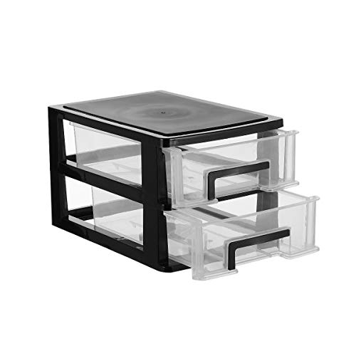 IMIKEYA 1 Pc Small Drawer Organizer 2-Layer Plastic Drawer Transparent Desktop for Home Office Supplies, Jewelry, Cosmetic