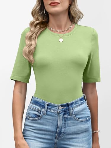 Image of ANRABESS Womens Half Sleeve Tops Crewneck Shirts Basic Fit Work Tee