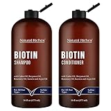 Natural Riches Biotin Shampoo & Conditioner set with Keratin, Collagen, Passionflower, Castor Oil...