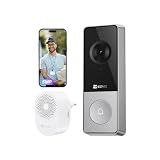 EZVIZ CP8 Kit Video Campanello Wi-Fi con Telecamera 3K a Batteria 9600 mAh, 100% Senza Fili, Rilevamento Persone IA, Audio Bidirezionale, Visione Notturna, Wi-Fi 6, Chime Incluso