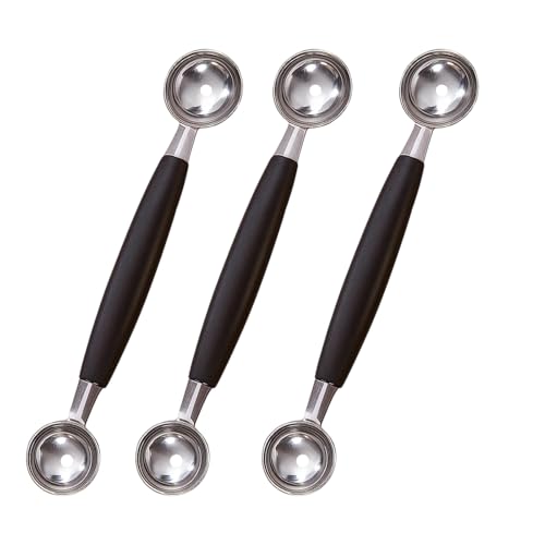 3 Pac kMelon Baller Scoop, Small Ice Cream Scoop with Double Heads, 18x3cm Cookie Dough Scoop for Melon, Ice Cream, Mash Potato, Cookie
