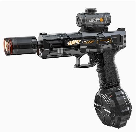 Electric Glow LED Water Gun, Rechargeable Water Pistol with Fire Breathing Effect, 8-10m Range, 320ml Capacity, Type-C Charging, Blue, Red, Grey, Black