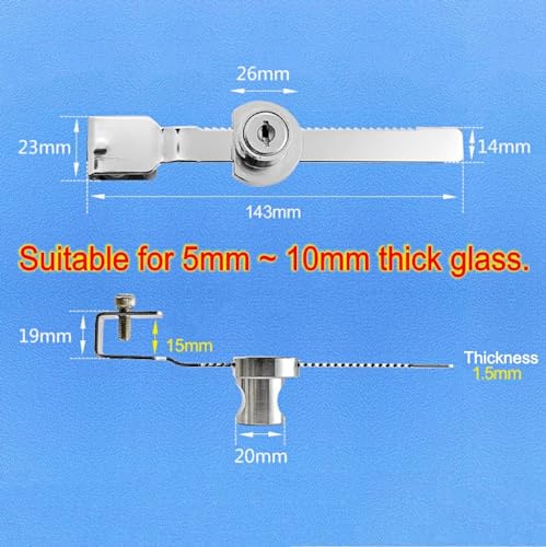 JZK 2X Sliding Glass Door Ratchet Lock with Same Key, Glass Display Cabinet Showcase Lock - Image 3